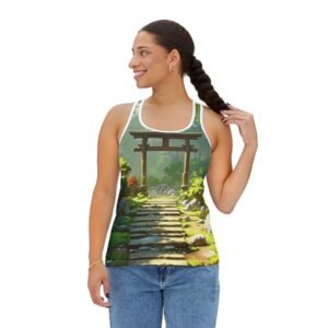 Serene Garden Racer Tank Top Person Front