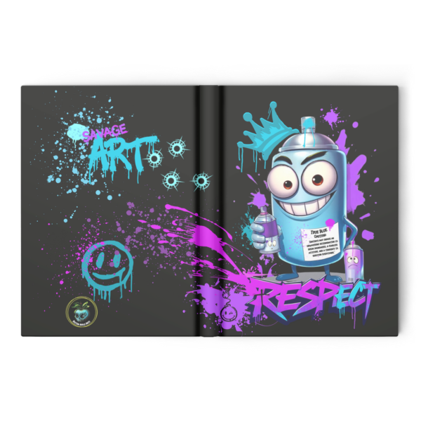Graffiti Respect Journal sitting open to show both front and back covers