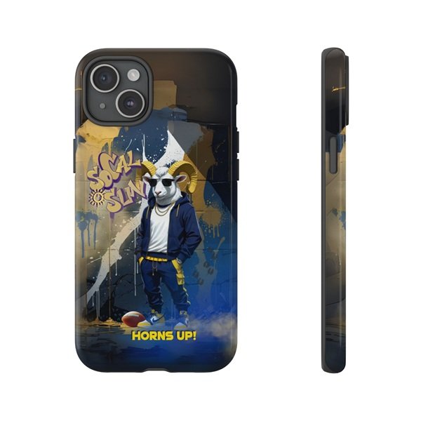 Horns Up Phone Case Front and Side, iPhone 15 Plus, Glossy