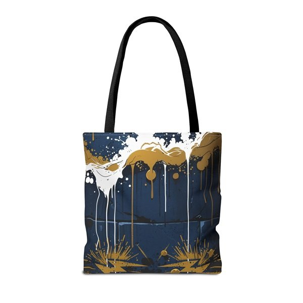 Horns Up Tote Bag Back, 16_ × 16'', Black