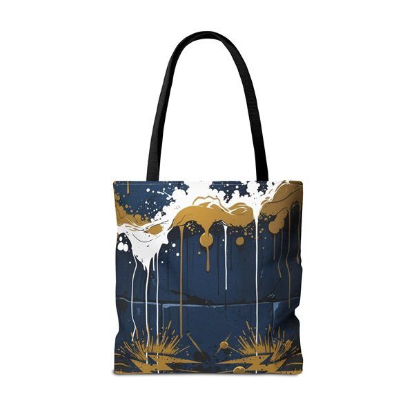 Horns Up Tote Bag Back, 18_ × 18'', Black