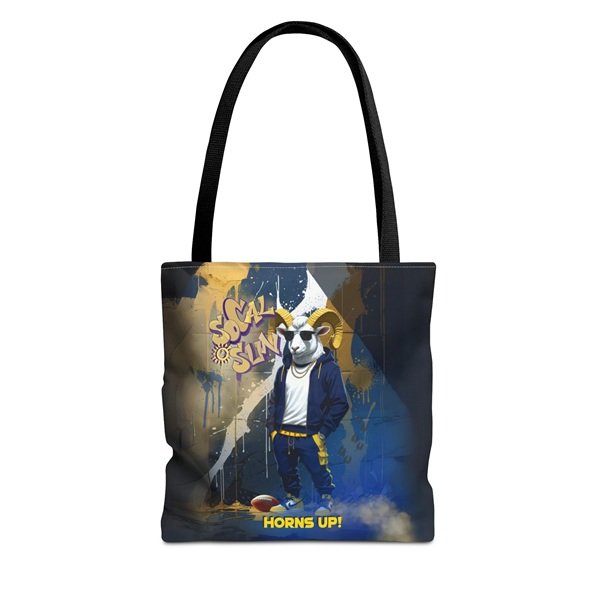 Horns Up Tote Bag Front, 13_ × 13'', Black