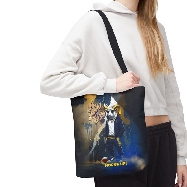 Horns Up Tote Bag Person 5, 13_ × 13'', Black