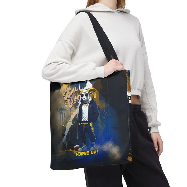 Horns Up Tote Bag Person 5, 18_ × 18'', Black