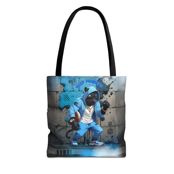 Keep Pounding Tote Bag Front, 13_ × 13'', Black