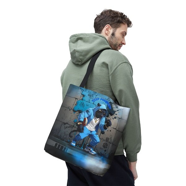 Keep Pounding Tote Bag Person 4, 16_ × 16'', Black