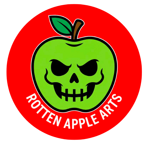 RAA Round Red Background Green Apple